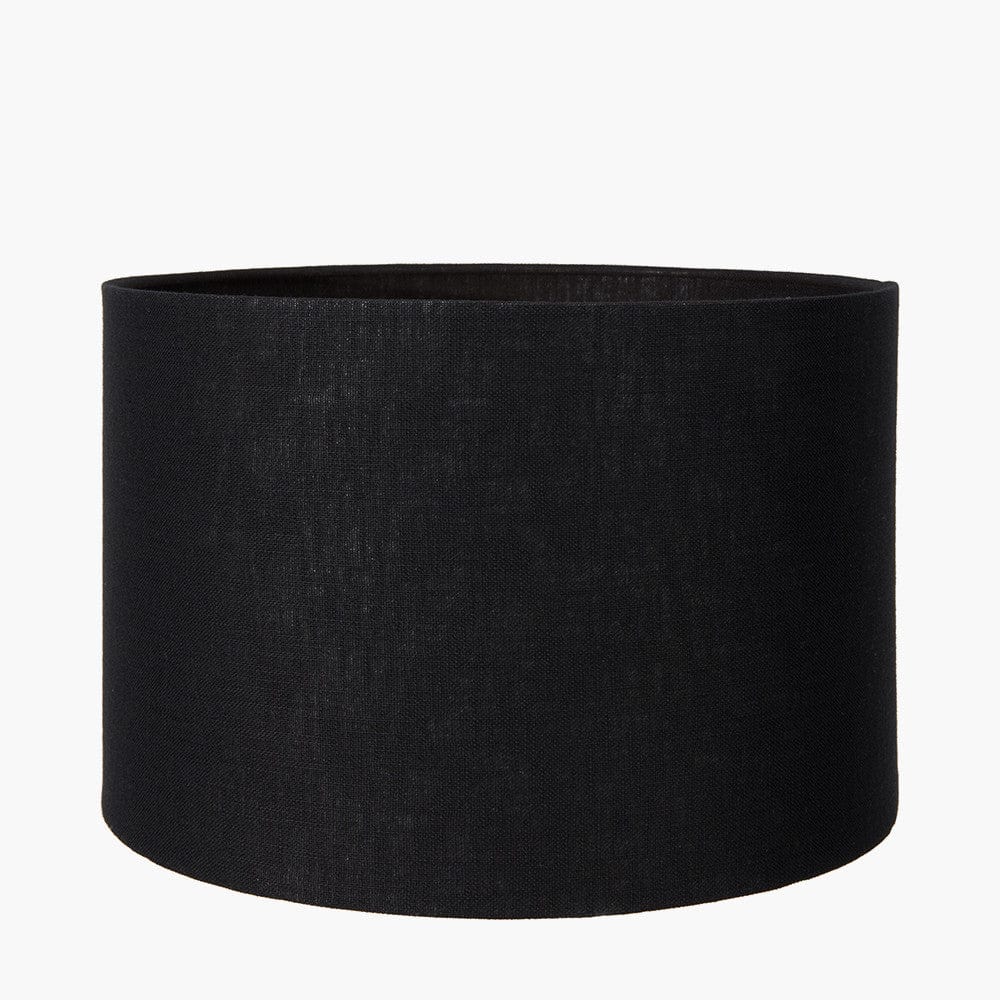 Pacific Lifestyle Lighting Inna Natural Urn Terracotta Table Lamp Base with Lino 35cm Black Self Lined Linen Cylinder Lampshade House of Isabella UK
