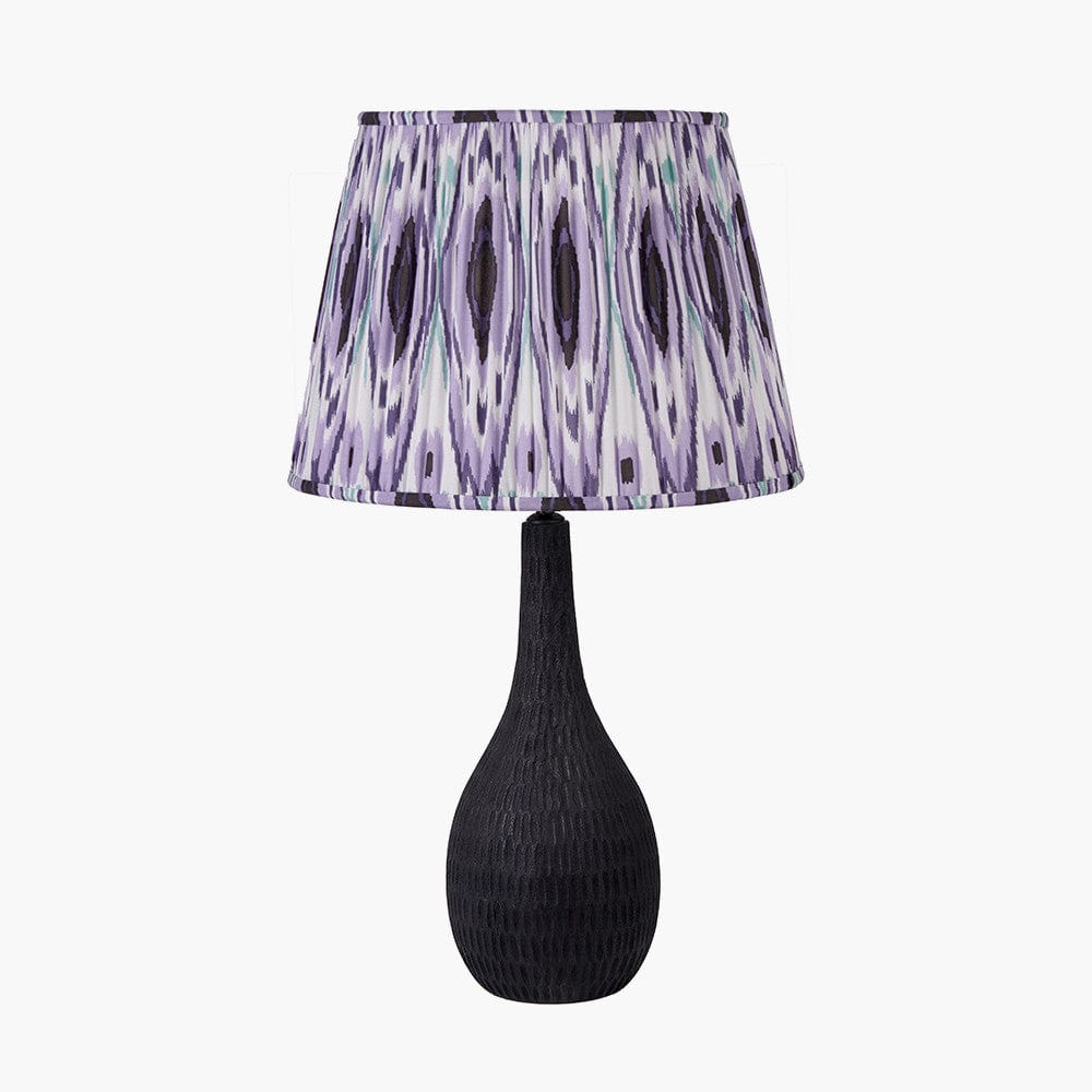 Ioan Black Engraved Wood Bottle Table Lamp.