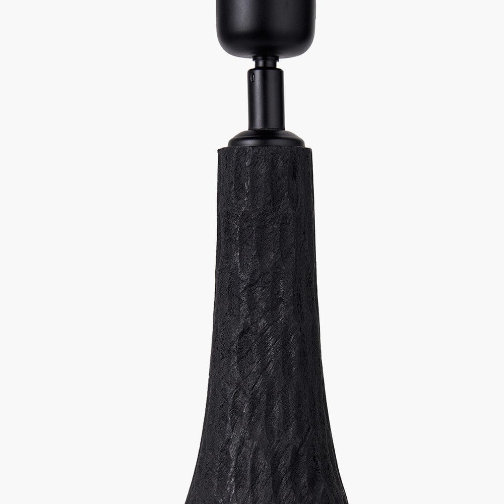 Ioan Black Engraved Wood Bottle Table Lamp.