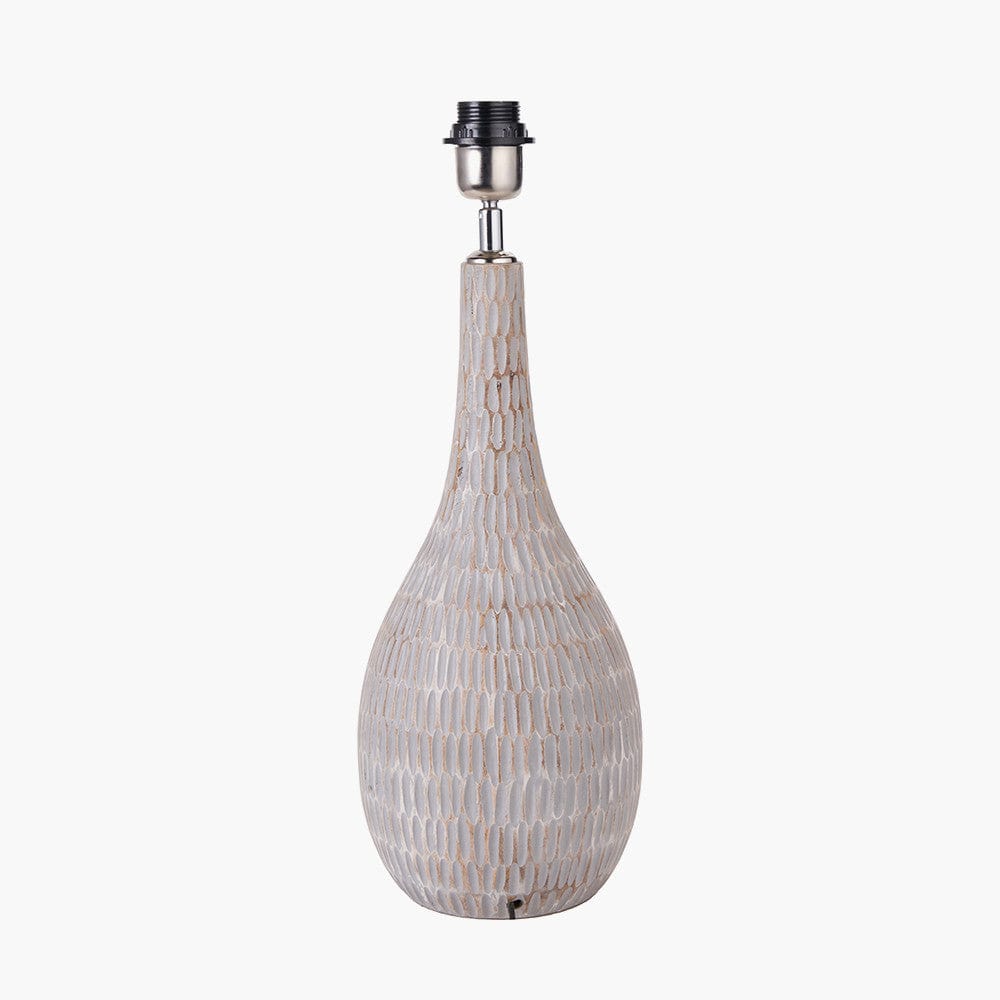 Ioan Grey Engraved Wood Bottle Table Lamp.