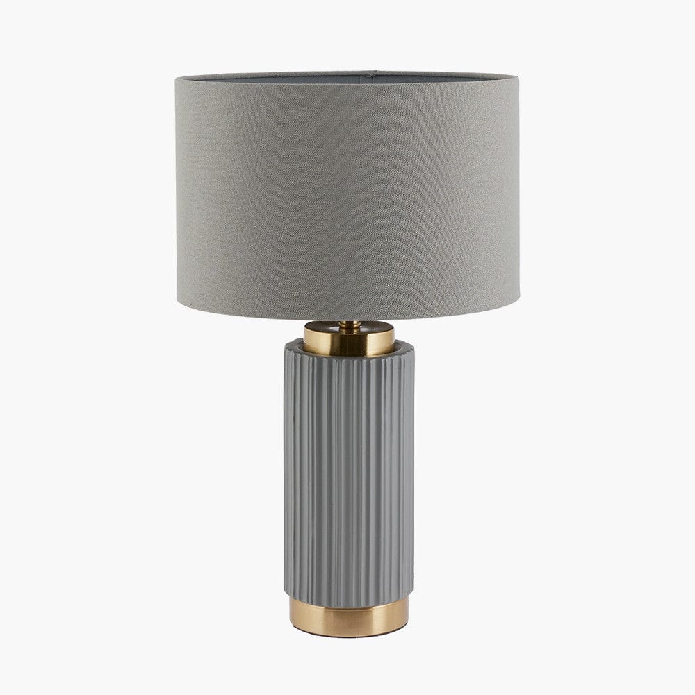 Ionic Grey Textured Ceramic and Gold Metal Table Lamp.