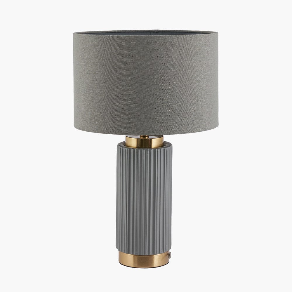 Pacific Lifestyle Lighting Ionic Grey Textured Ceramic and Gold Metal Table Lamp House of Isabella UK