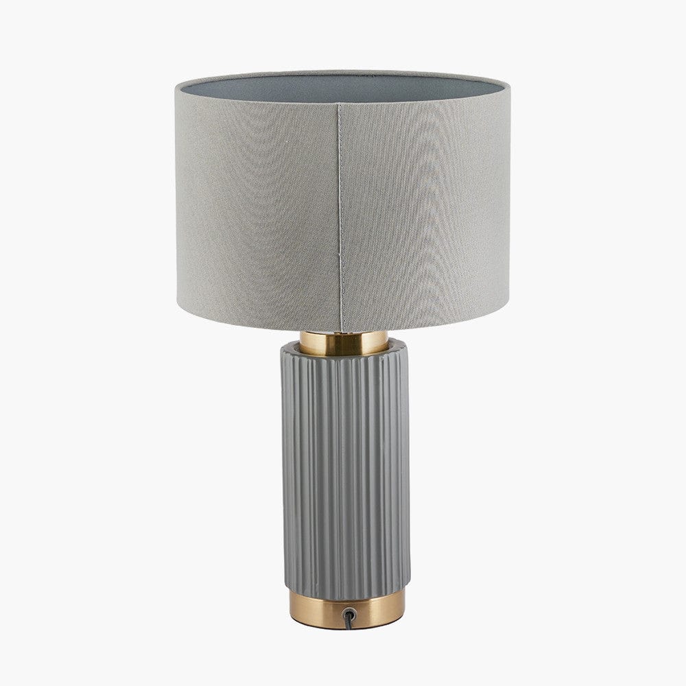Ionic Grey Textured Ceramic and Gold Metal Table Lamp.