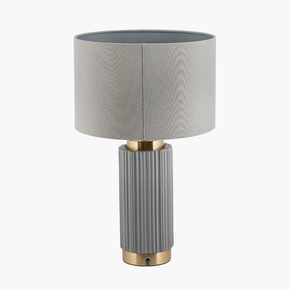 Pacific Lifestyle Lighting Ionic Grey Textured Ceramic and Gold Metal Table Lamp House of Isabella UK