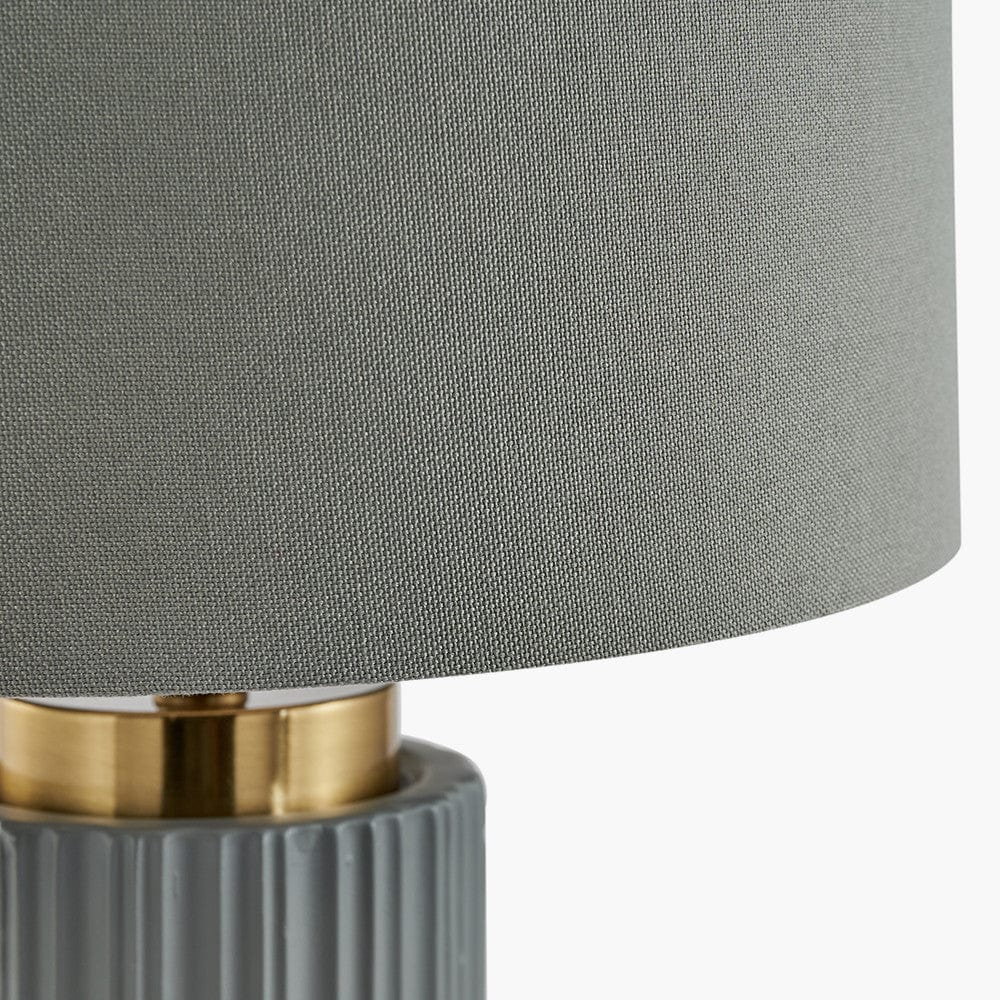 Ionic Grey Textured Ceramic and Gold Metal Table Lamp.