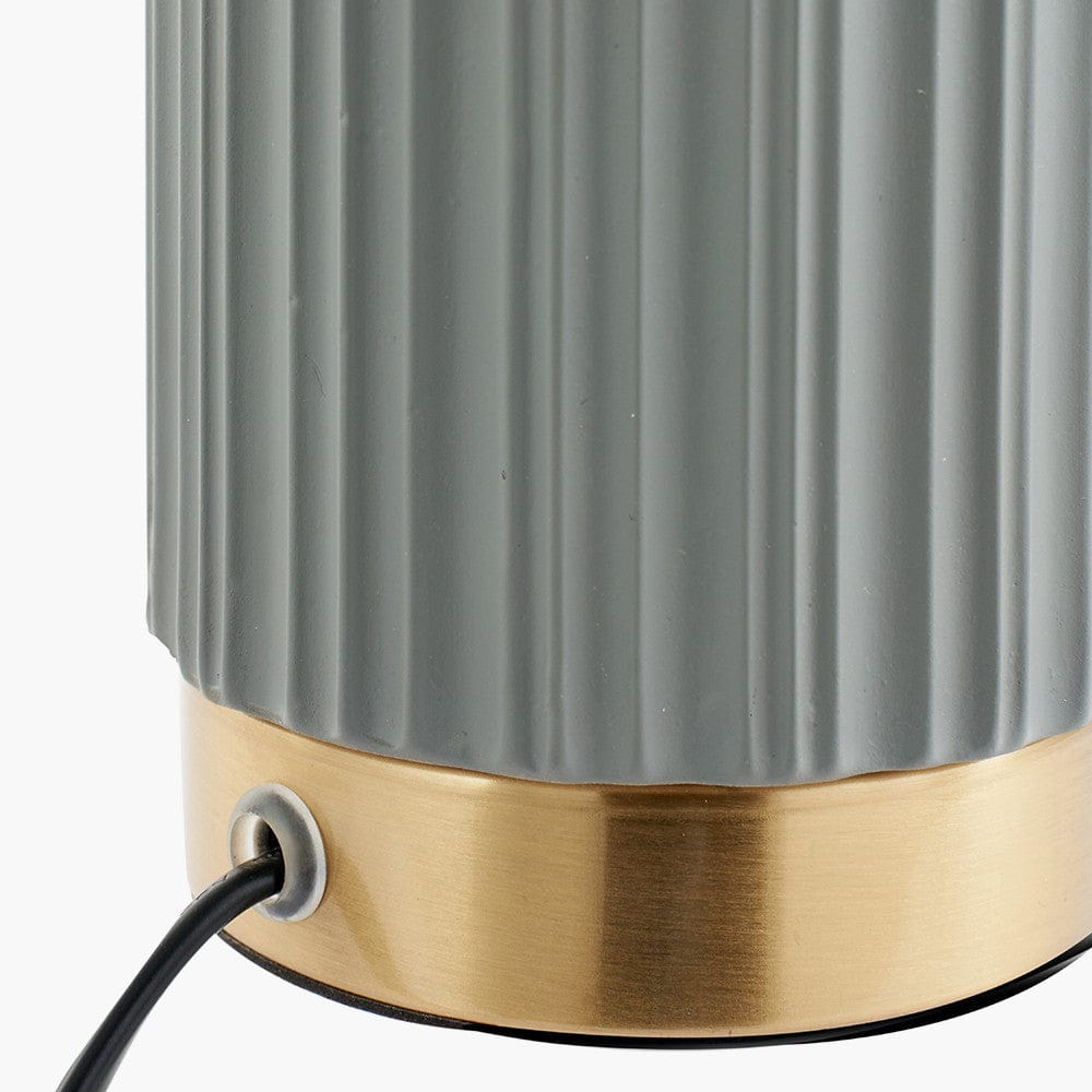 Ionic Grey Textured Ceramic and Gold Metal Table Lamp.