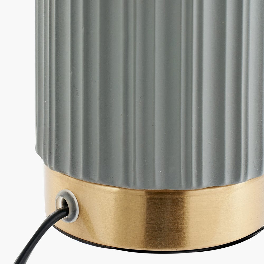 Pacific Lifestyle Lighting Ionic Grey Textured Ceramic and Gold Metal Table Lamp House of Isabella UK