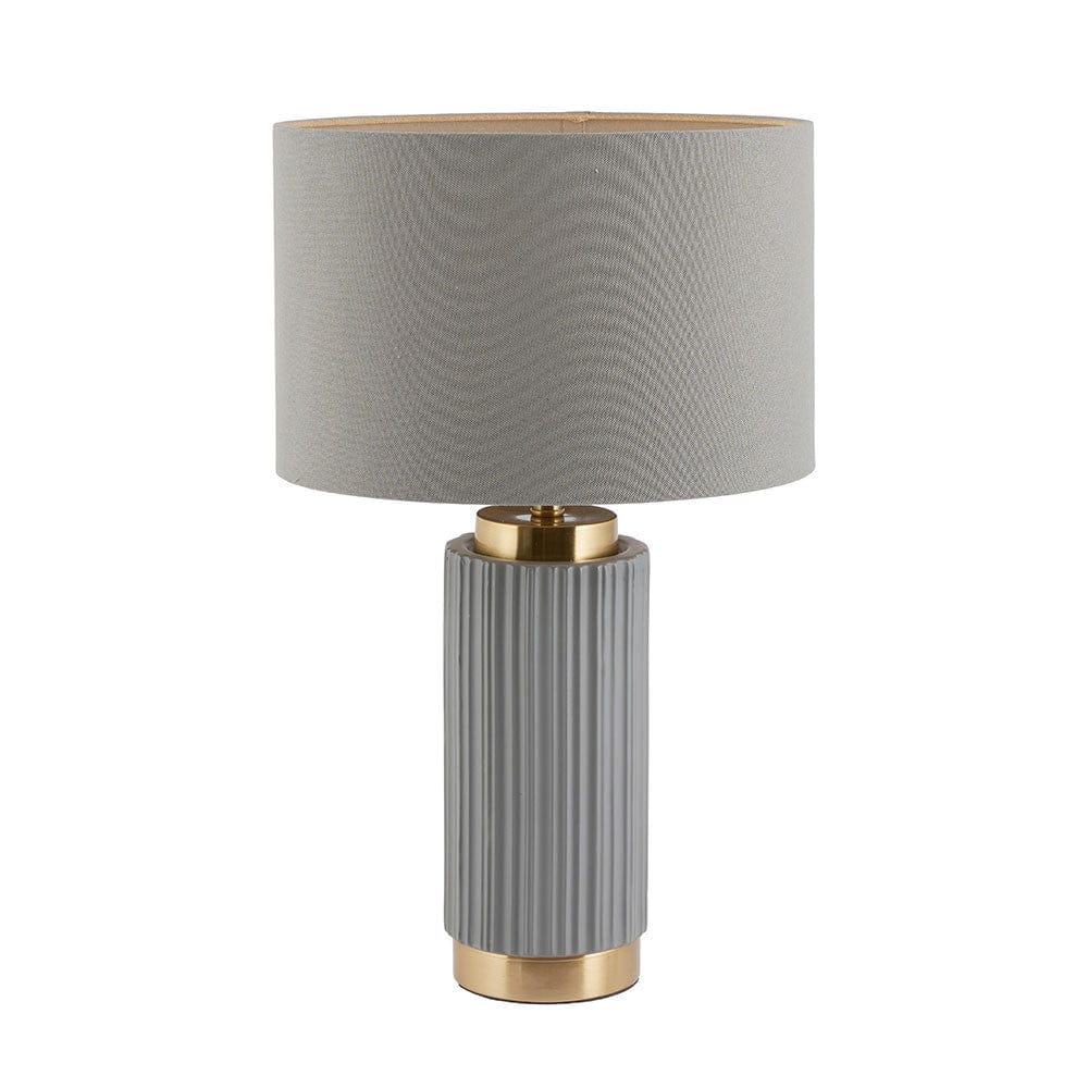 Ionic Grey Textured Ceramic and Gold Metal Table Lamp.