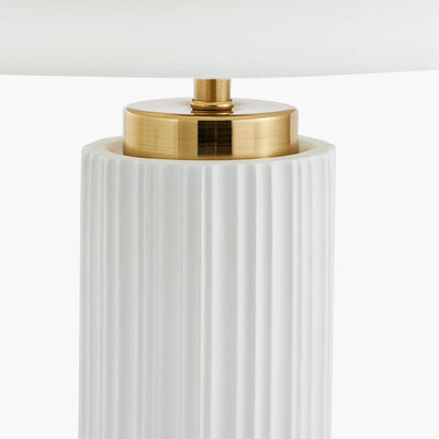 Pacific Lifestyle Lighting Ionic White Textured Ceramic and Gold Metal Table Lamp House of Isabella UK