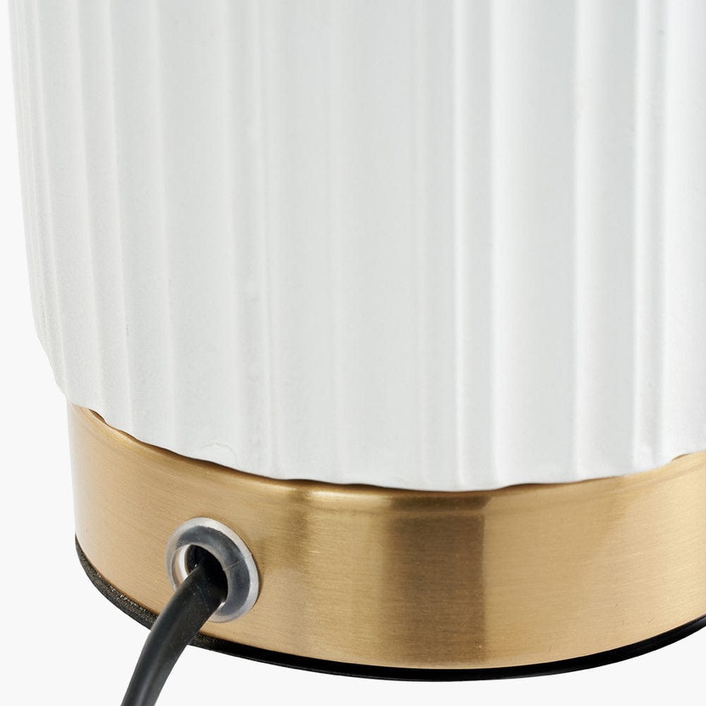 Pacific Lifestyle Lighting Ionic White Textured Ceramic and Gold Metal Table Lamp House of Isabella UK