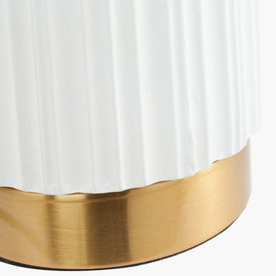 Pacific Lifestyle Lighting Ionic White Textured Ceramic and Gold Metal Table Lamp House of Isabella UK