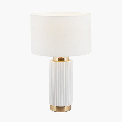 Pacific Lifestyle Lighting Ionic White Textured Ceramic and Gold Metal Table Lamp House of Isabella UK