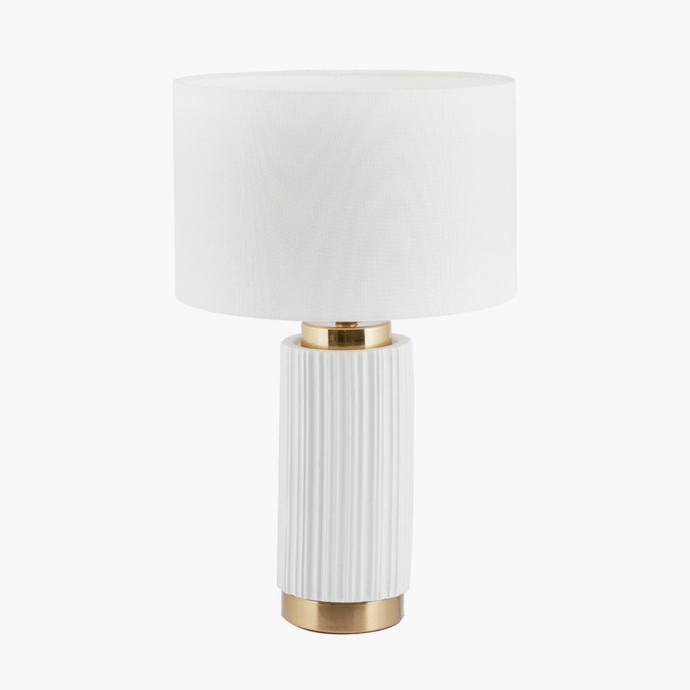 Pacific Lifestyle Lighting Ionic White Textured Ceramic and Gold Metal Table Lamp House of Isabella UK