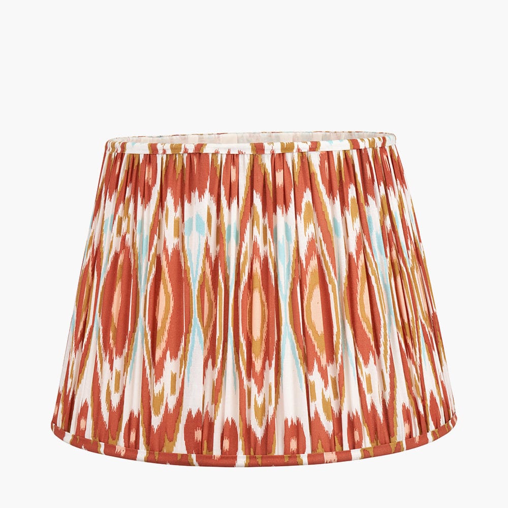 Izara 35cm Cinnamon Ikat Patterned Mushroom Pleat Tapered Lampshade.