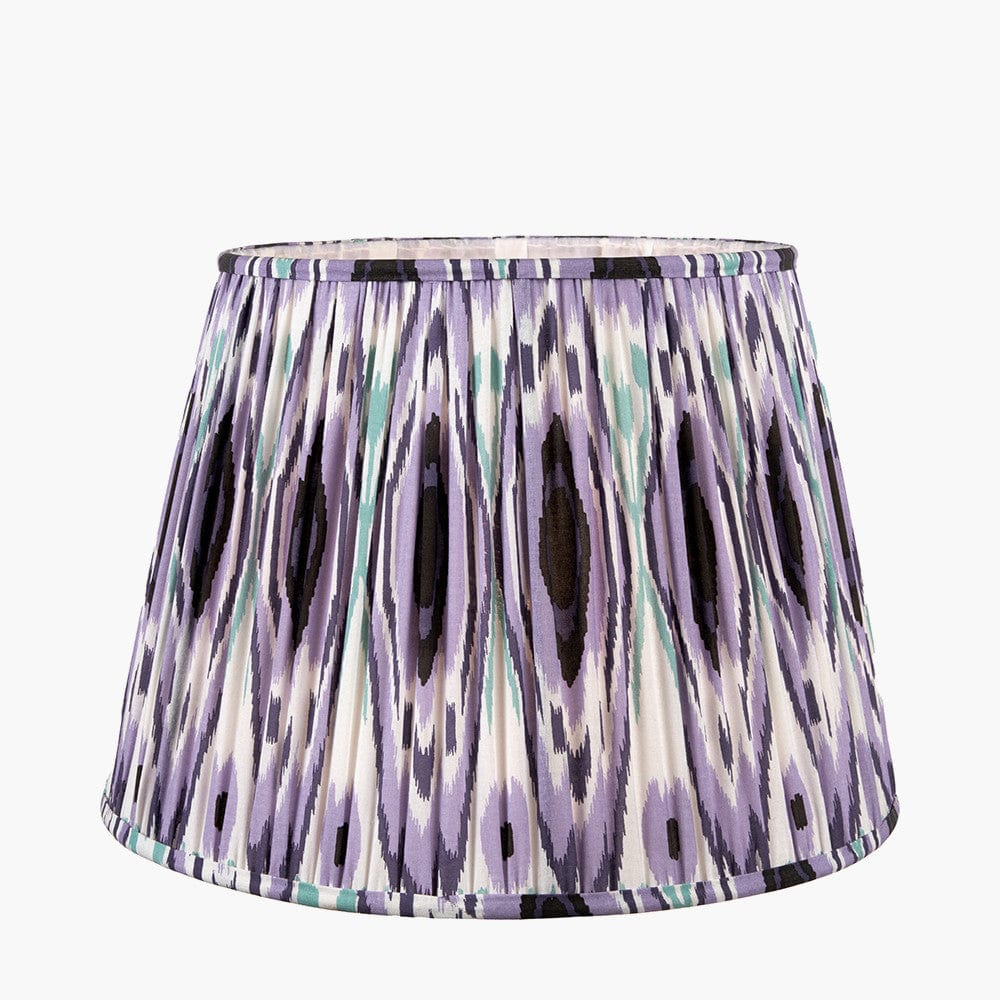 Izara 35cm Lilac Ikat Patterned Mushroom Pleat Tapered Lampshade.