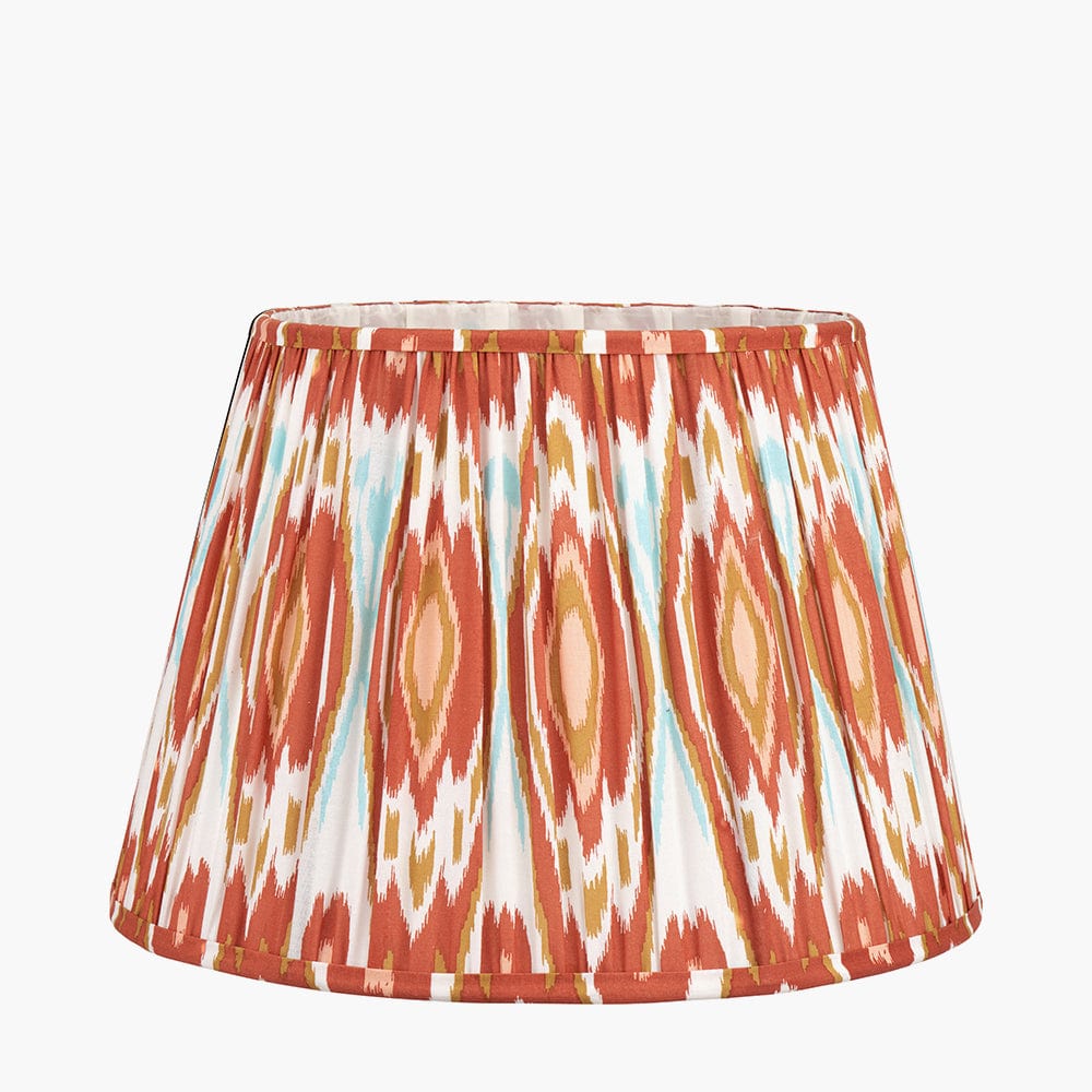 Izara 40cm Cinnamon Ikat Patterned Mushroom Pleat Tapered Lampshade.