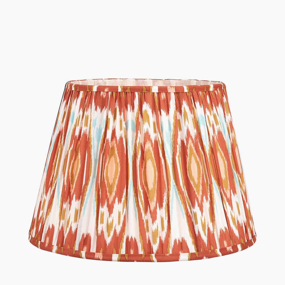 Izara 40cm Cinnamon Ikat Patterned Mushroom Pleat Tapered Lampshade.