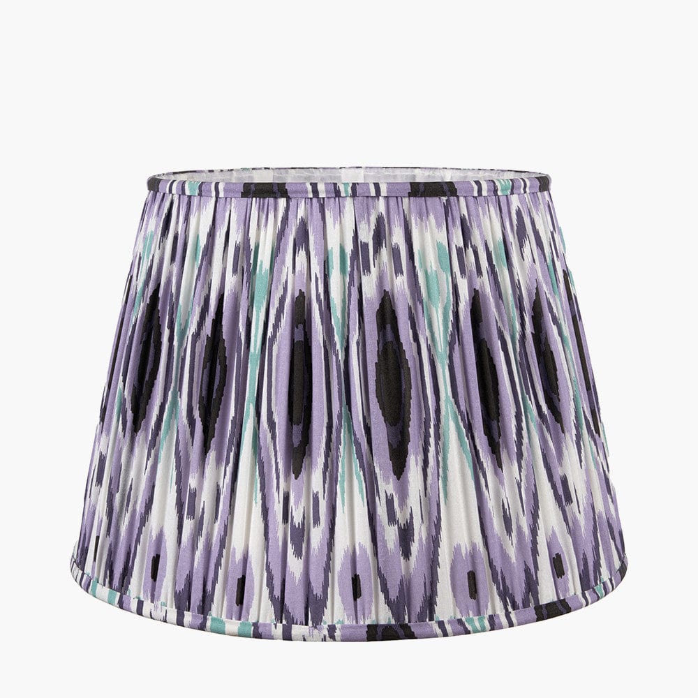 Pacific Lifestyle Lighting Izara 40cm Lilac Ikat Patterned Mushroom Pleat Tapered Lampshade House of Isabella UK