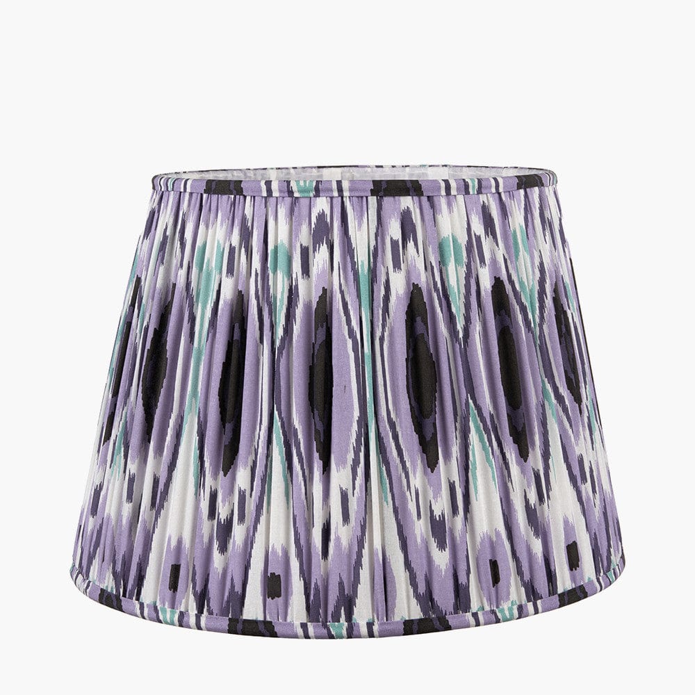 Izara 45cm Lilac Ikat Patterned Mushroom Pleat Tapered Lampshade.