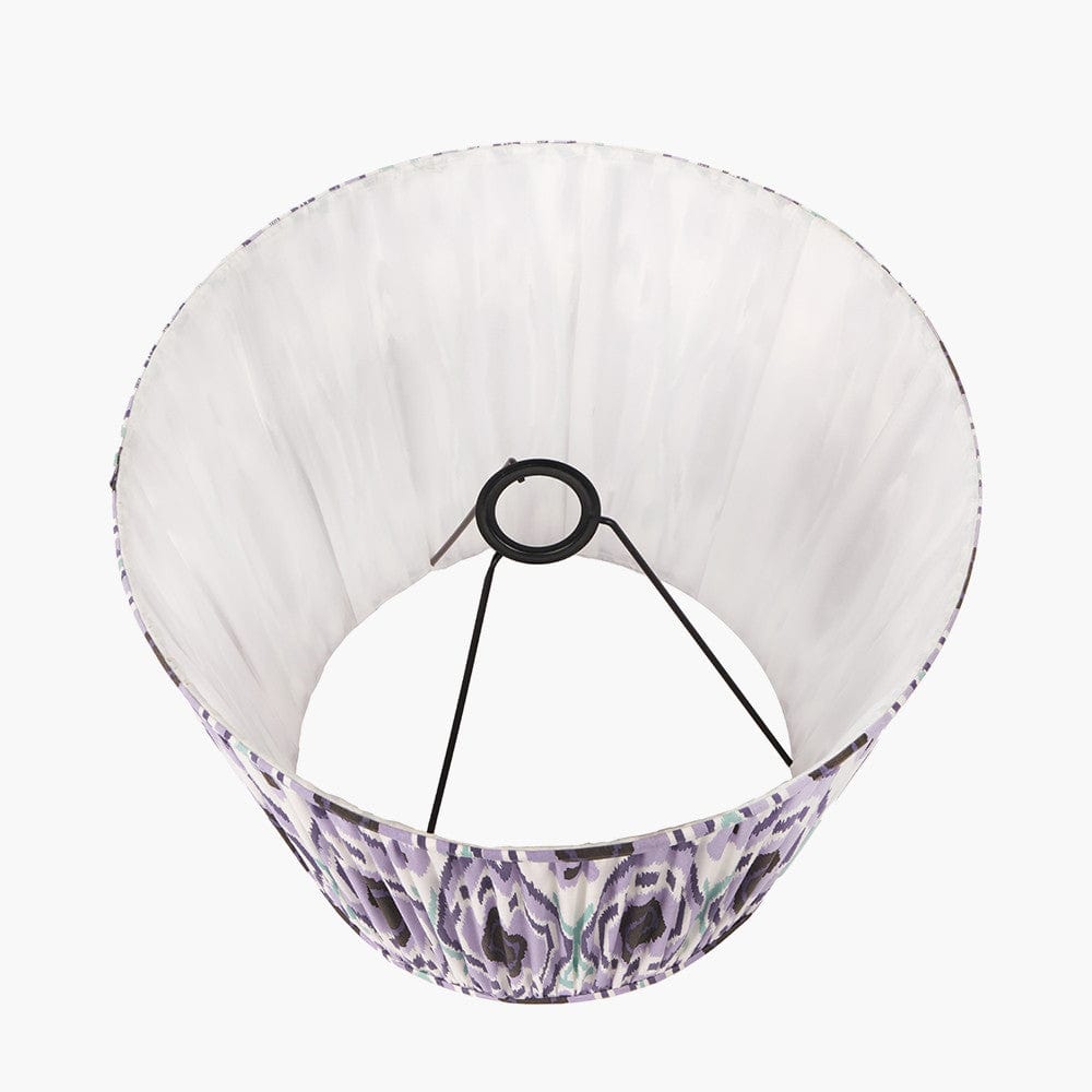 Izara 45cm Lilac Ikat Patterned Mushroom Pleat Tapered Lampshade.
