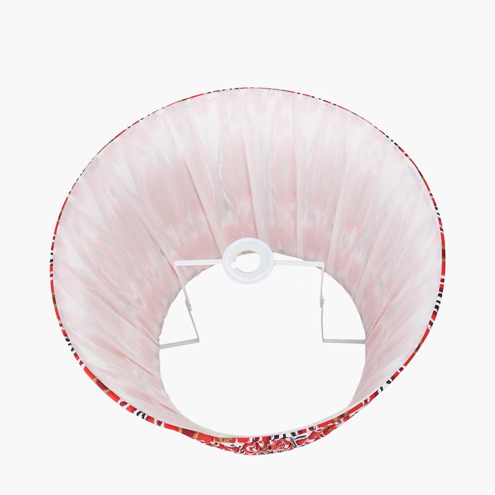 Pacific Lifestyle Lighting Izara 45cm Red Ikat Patterned Mushroom Pleat Tapered Lampshade House of Isabella UK