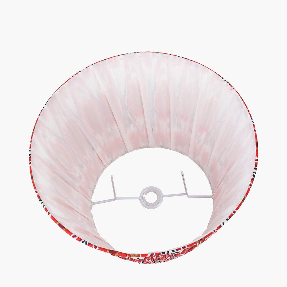 Pacific Lifestyle Lighting Izara 45cm Red Ikat Patterned Mushroom Pleat Tapered Lampshade House of Isabella UK