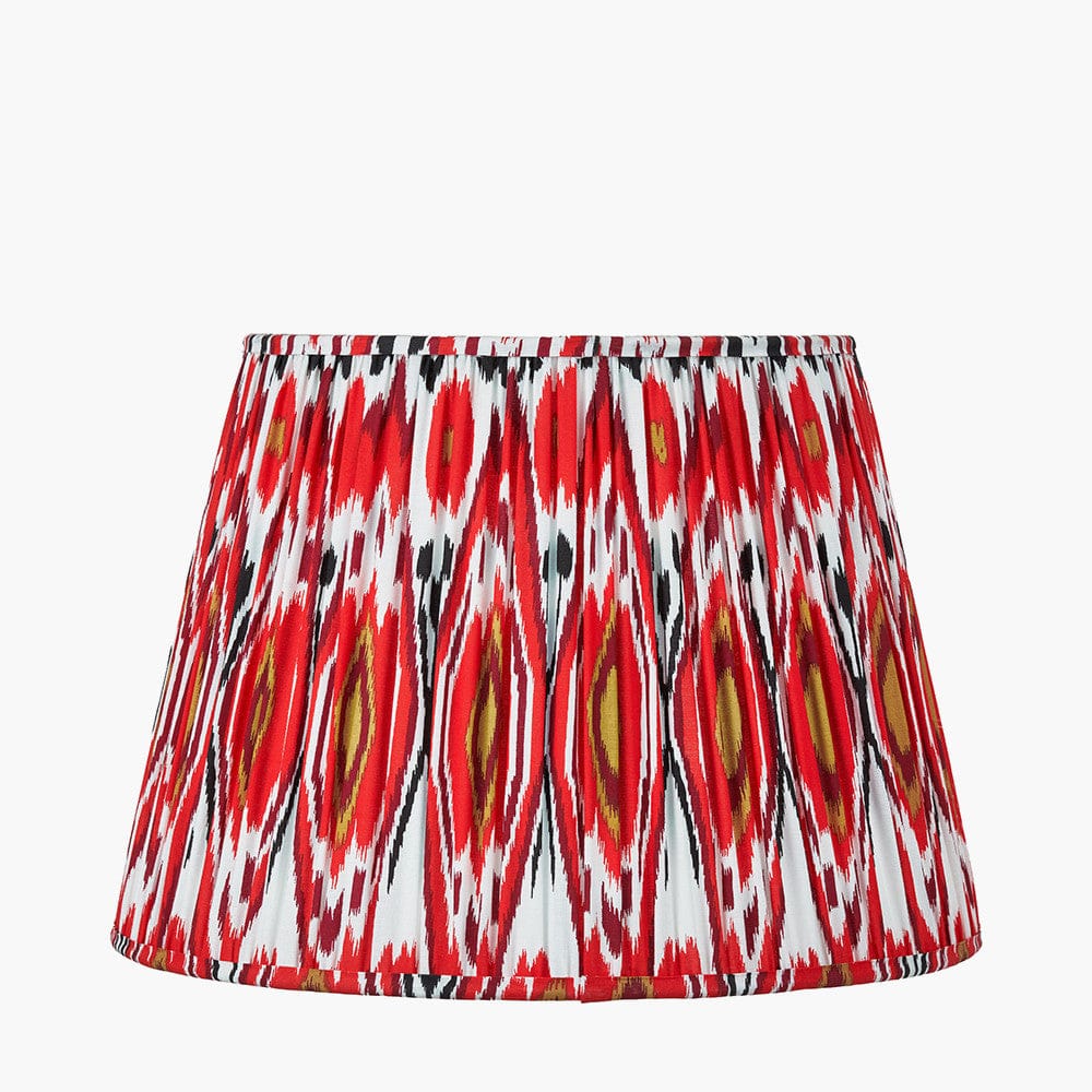 Pacific Lifestyle Lighting Izara 45cm Red Ikat Patterned Mushroom Pleat Tapered Lampshade House of Isabella UK