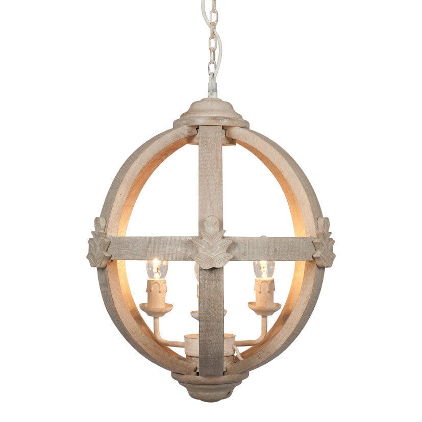 Pacific Lifestyle Lighting Javier Small Round Wooden Electrified Pendant House of Isabella UK