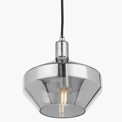 Pacific Lifestyle Lighting Jaxon Shiny Smoked Glass Domed Pendant House of Isabella UK