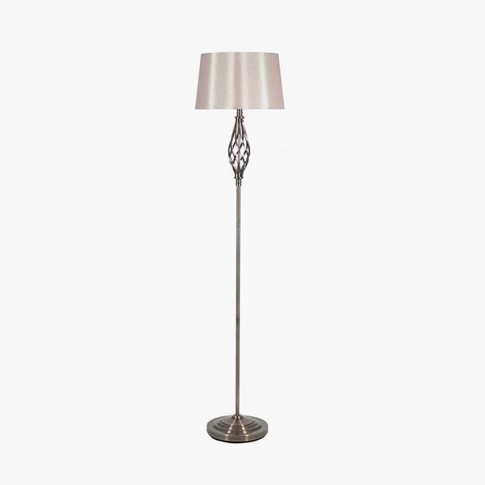 Jenna Antique Brass Metal Twist Detail Floor Lamp.