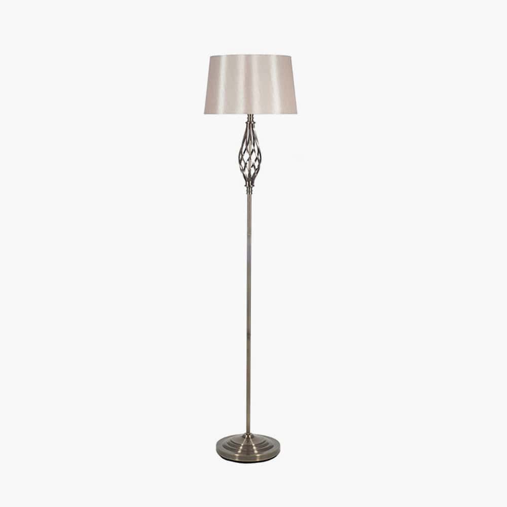 Pacific Lifestyle Lighting Jenna Antique Brass Metal Twist Detail Floor Lamp House of Isabella UK