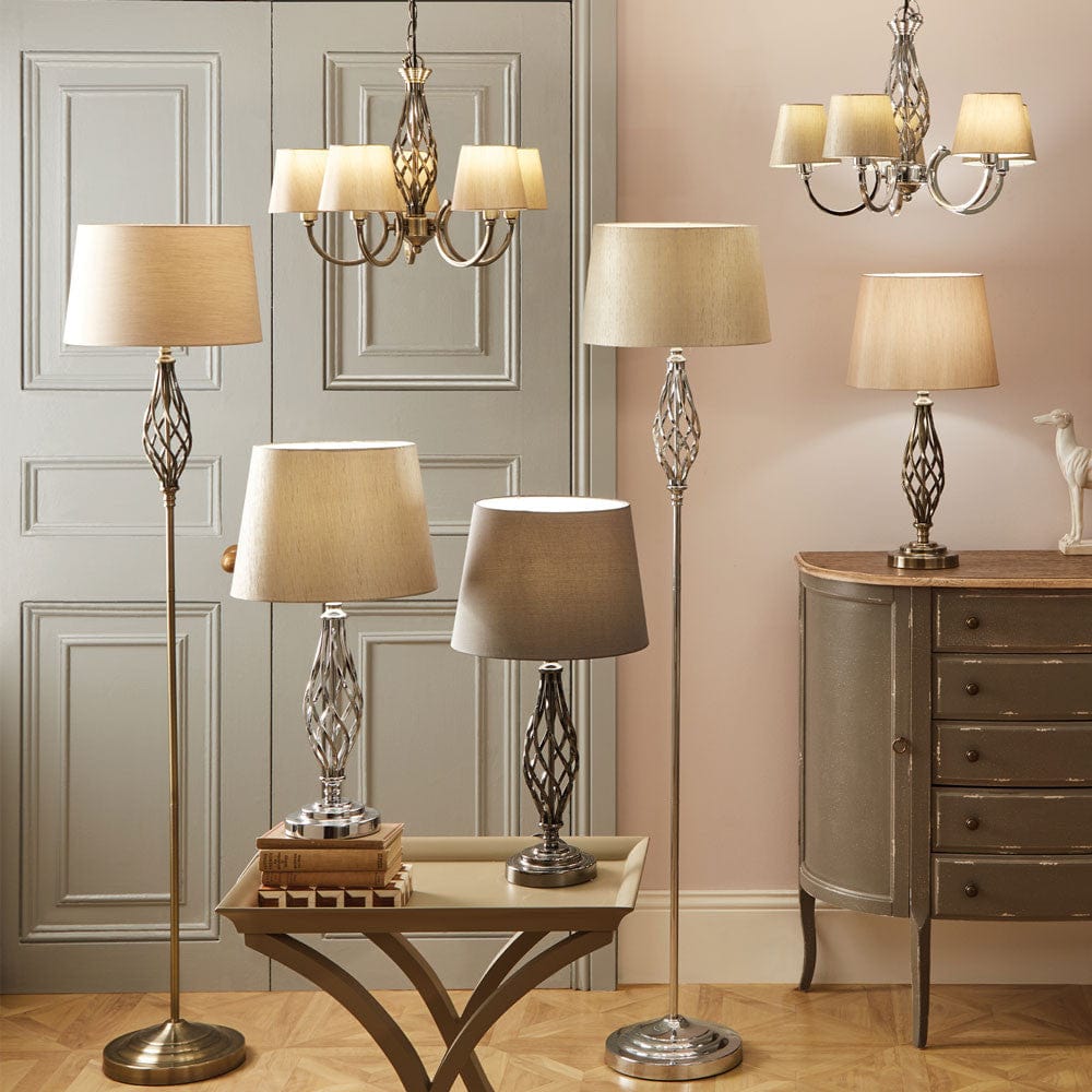 Jenna Antique Brass Metal Twist Detail Floor Lamp.