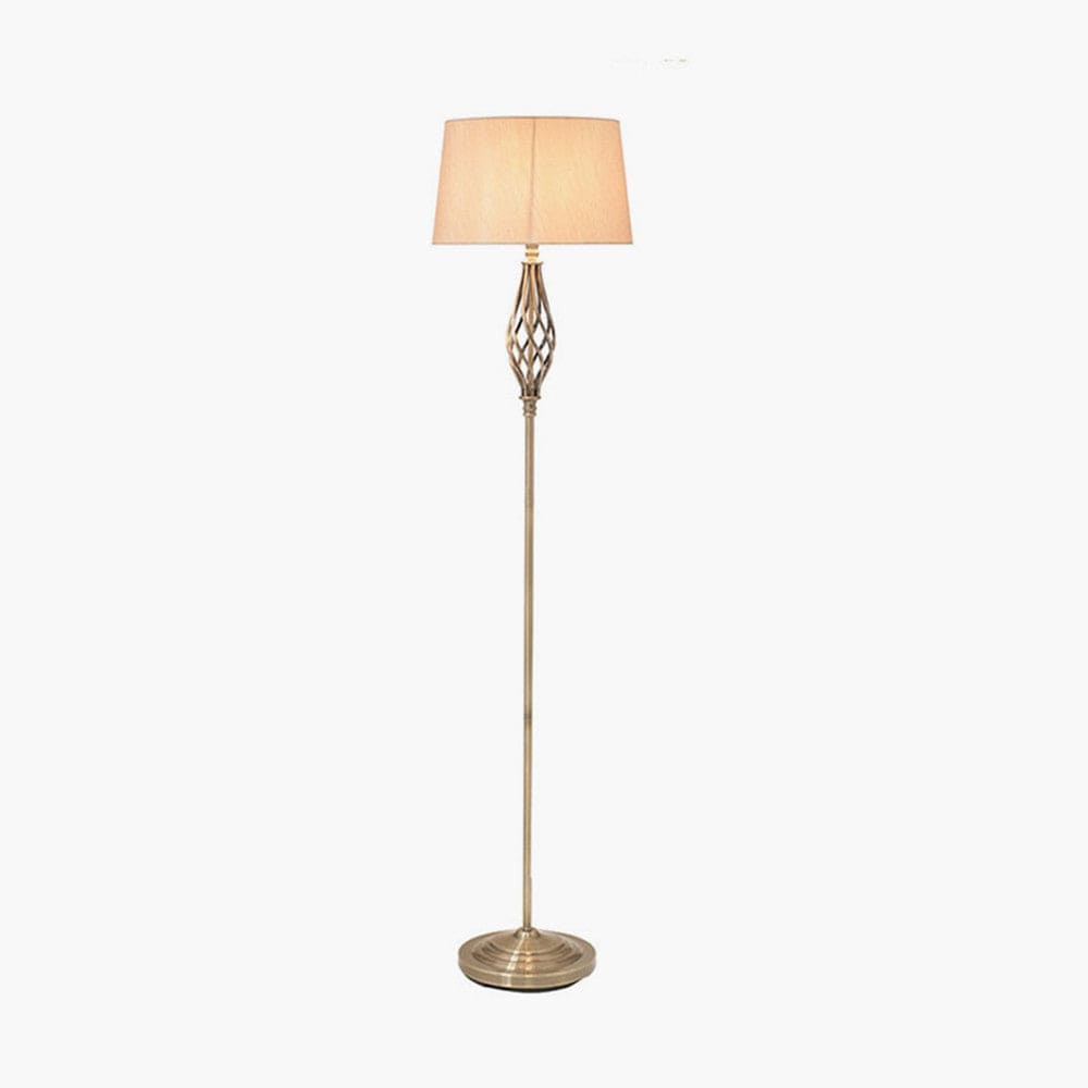 Jenna Antique Brass Metal Twist Detail Floor Lamp.