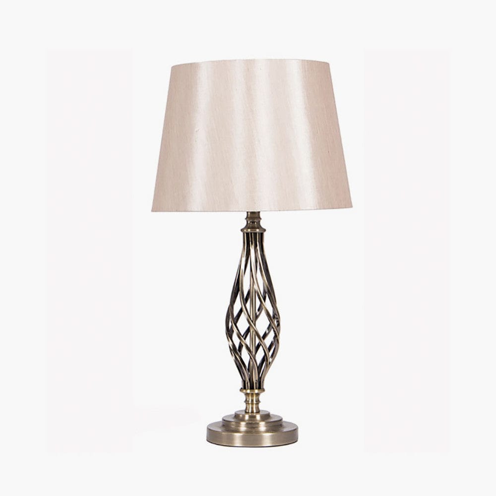 Jenna Antique Brass Metal Twist Detail Table Lamp.