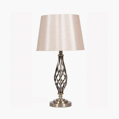 Pacific Lifestyle Lighting Jenna Antique Brass Metal Twist Detail Table Lamp House of Isabella UK