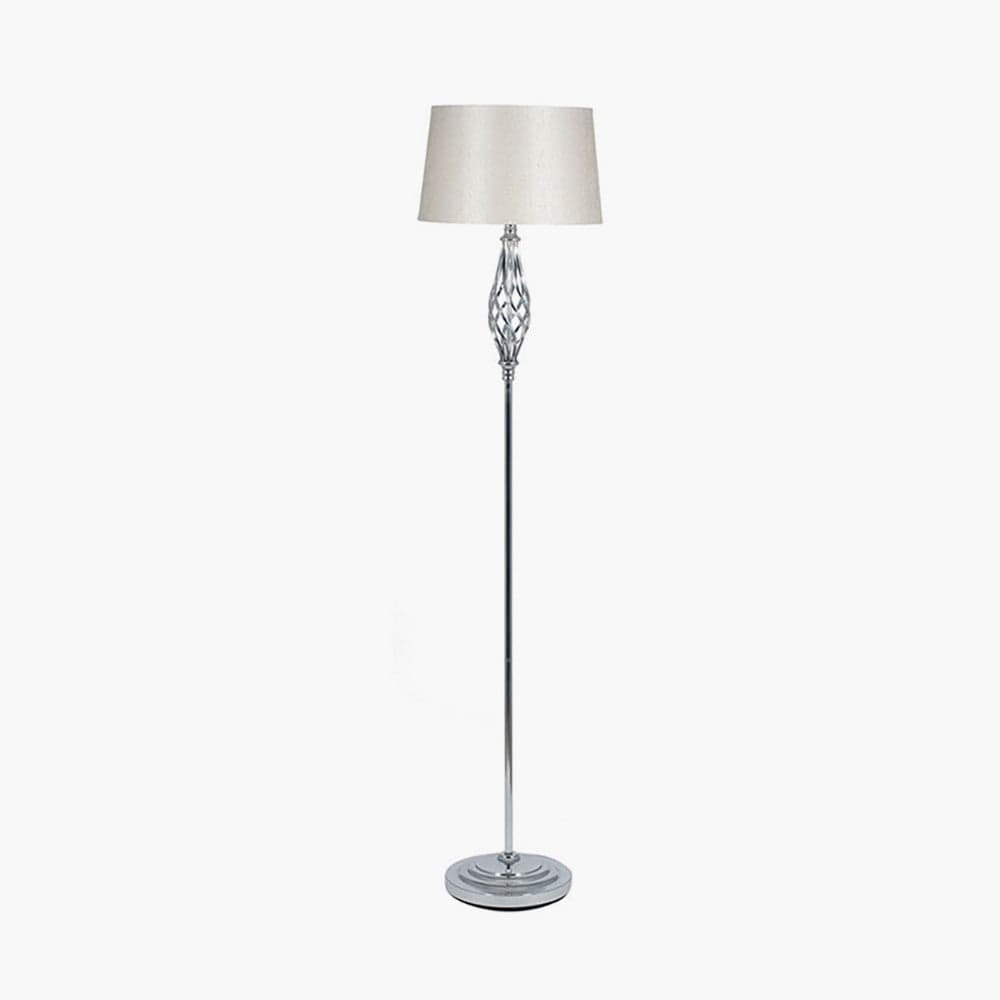 Jenna Silver Metal Twist Detail Floor Lamp.