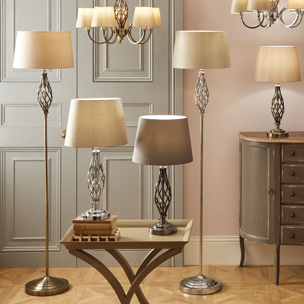 Pacific Lifestyle Lighting Jenna Silver Metal Twist Detail Floor Lamp House of Isabella UK