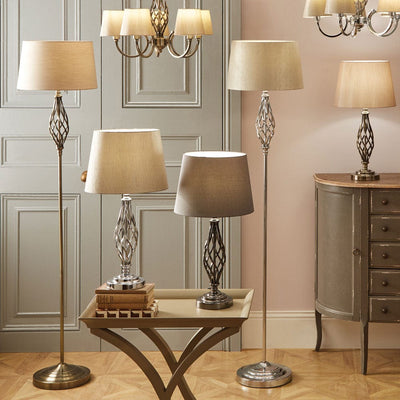 Pacific Lifestyle Lighting Jenna Silver Metal Twist Detail Floor Lamp House of Isabella UK