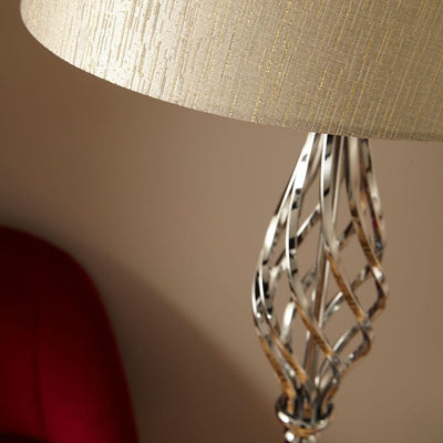 Pacific Lifestyle Lighting Jenna Silver Metal Twist Detail Floor Lamp House of Isabella UK