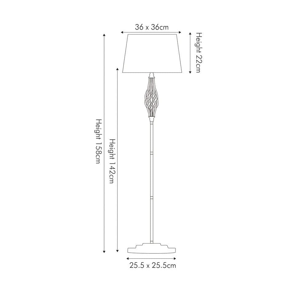 Pacific Lifestyle Lighting Jenna Silver Metal Twist Detail Floor Lamp House of Isabella UK