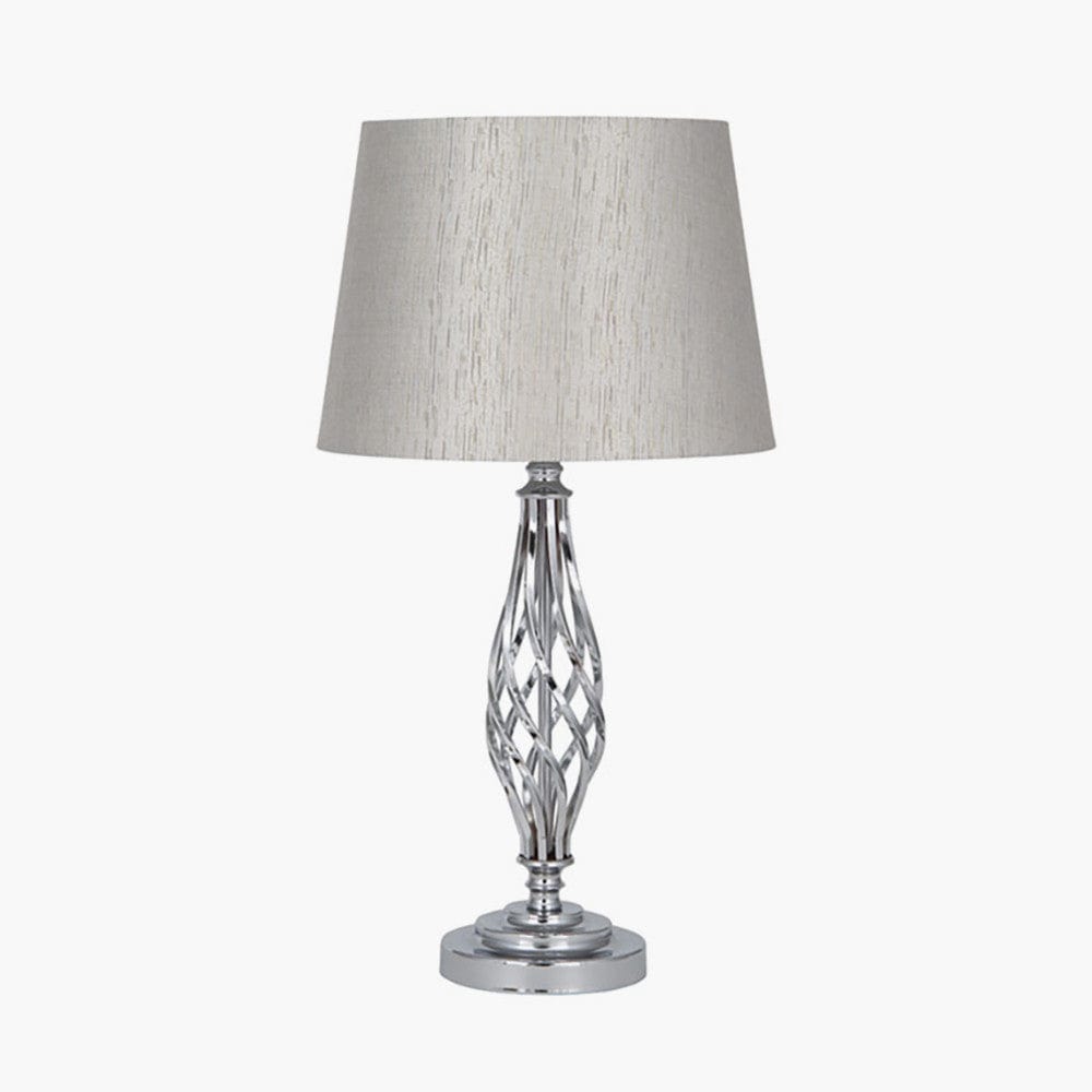 Pacific Lifestyle Lighting Jenna Silver Metal Twist Detail Table Lamp House of Isabella UK