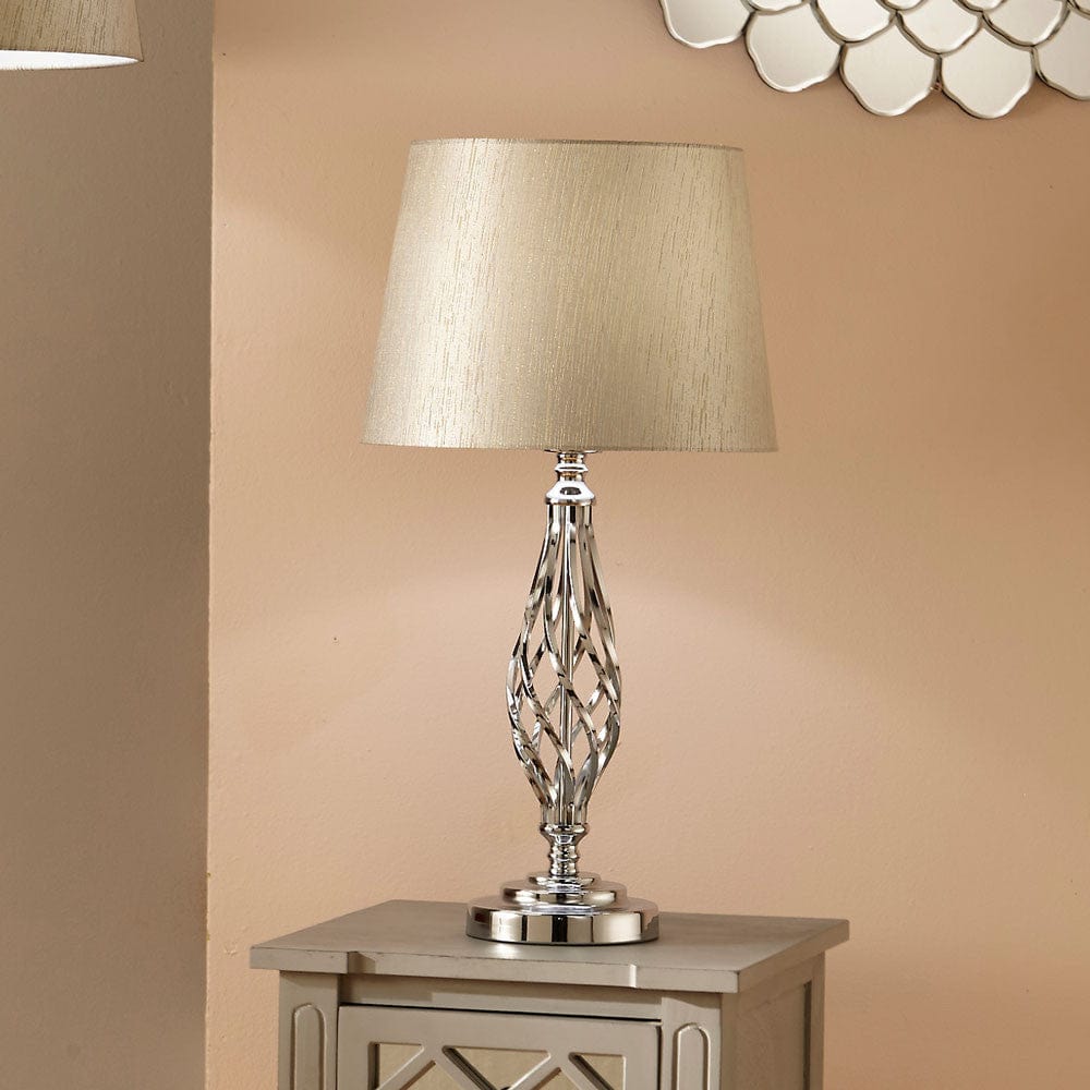 Jenna Silver Metal Twist Detail Table Lamp.