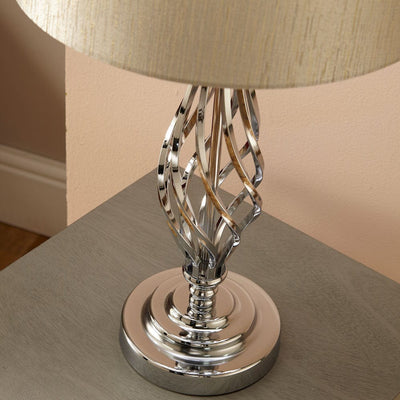 Pacific Lifestyle Lighting Jenna Silver Metal Twist Detail Table Lamp House of Isabella UK