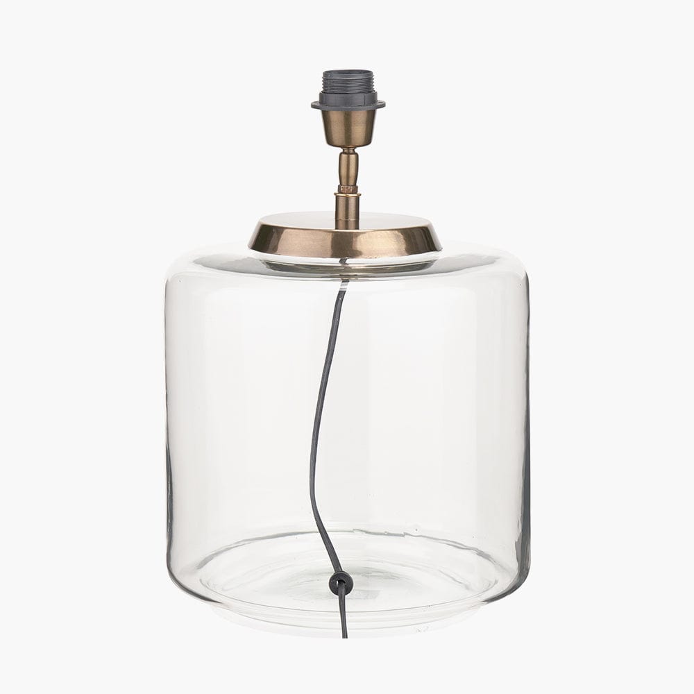 Josie Clear Glass and Antique Brass Metal Large Table Lamp Base.
