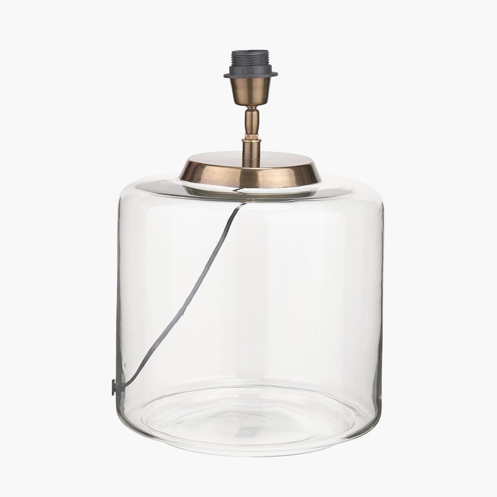 Josie Clear Glass and Antique Brass Metal Large Table Lamp Base.