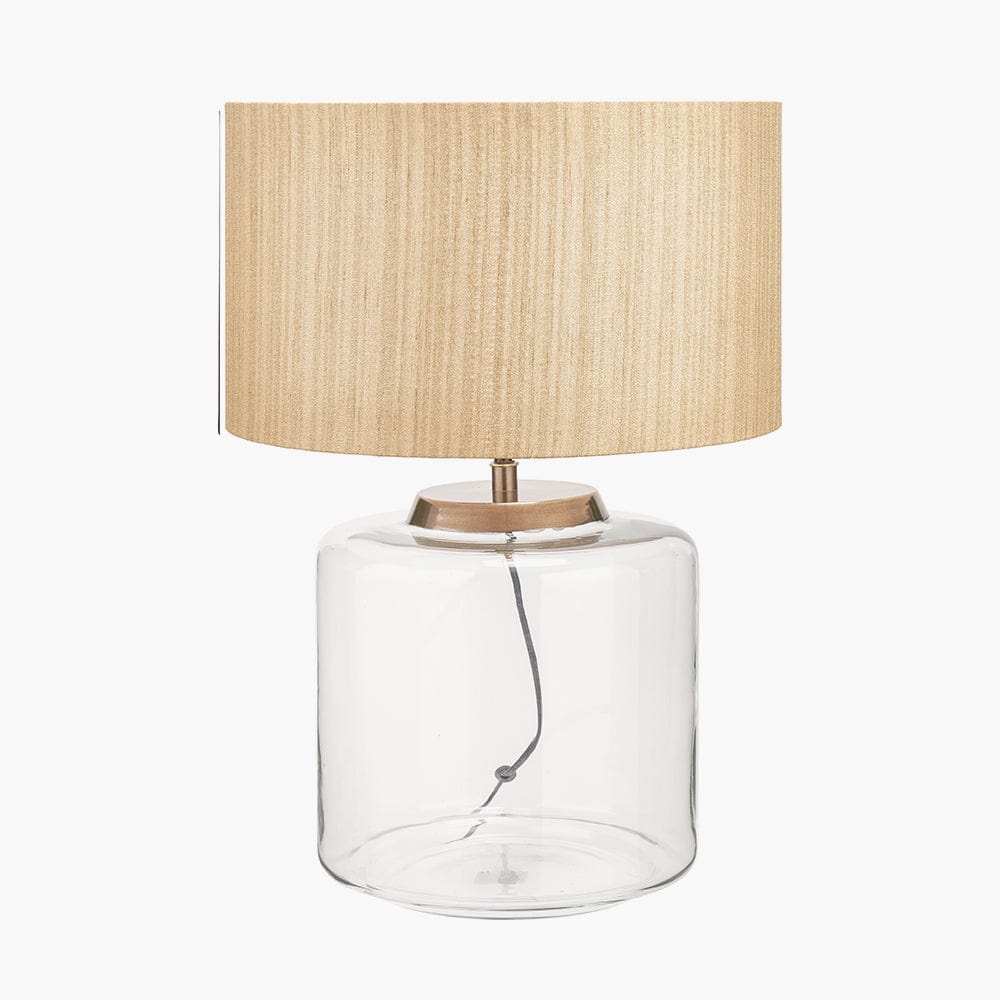 Josie Clear Glass and Antique Brass Metal Large Table Lamp Base.