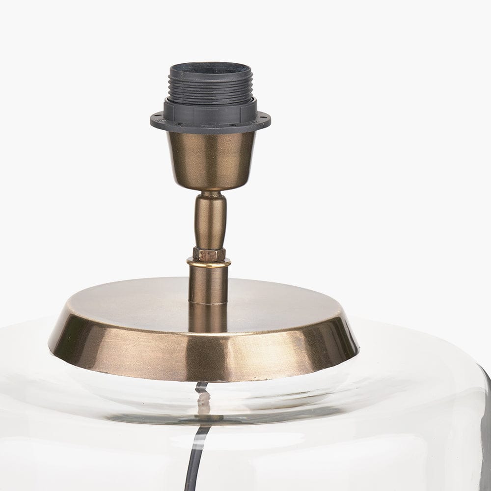 Josie Clear Glass and Antique Brass Metal Large Table Lamp Base.