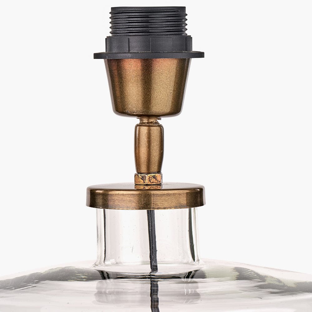 Pacific Lifestyle Lighting Josie Clear Glass and Antique Brass Metal Table Lamp Base House of Isabella UK