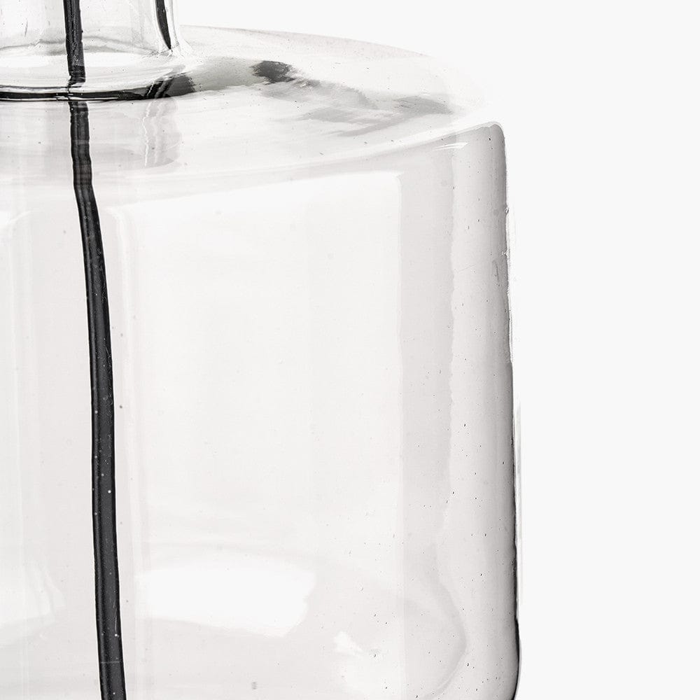 Josie Clear Glass and Antique Brass Metal Table Lamp Base with Edward 30cm Pistachio Green Linen Cylinder Lampshade.