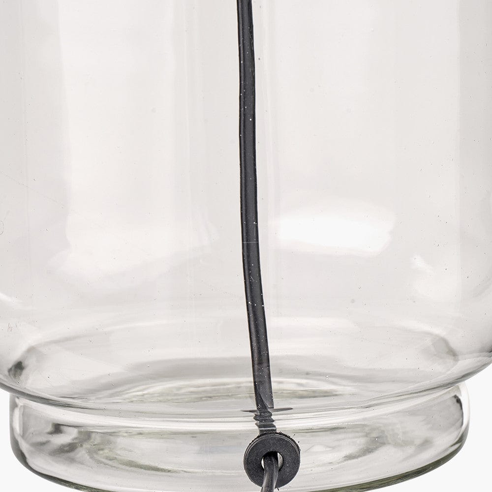 Josie Clear Glass and Antique Brass Metal Table Lamp Base with Harry 30cm Ivory Cotton Mix Cylinder Lampshade.